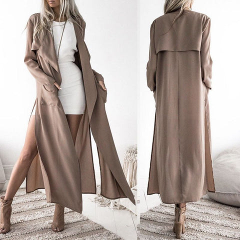 Trench Coat Office Lady 2019 Autumn New Khaki Women's Slim Fit Trench Fashion Casual Trend Turn-down Collar Cardigan Long Coat