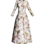 New Fashion Autumn Lady's Round Collar Slim Flower Jacquard Ultra Long Trench Coat Slim Women's Windbreakers Plus Size Overcoats