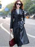 Fall 2019 Trend Women's Leather Trench Coat Raincoat Gothic Womens Plush Ladies Water Repellent Gown Fashion Windproof