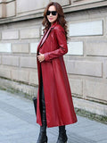Fall 2019 Trend Women's Leather Trench Coat Raincoat Gothic Womens Plush Ladies Water Repellent Gown Fashion Windproof
