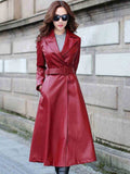 Fall 2019 Trend Women's Leather Trench Coat Raincoat Gothic Womens Plush Ladies Water Repellent Gown Fashion Windproof