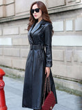 Fall 2019 Trend Women's Leather Trench Coat Raincoat Gothic Womens Plush Ladies Water Repellent Gown Fashion Windproof