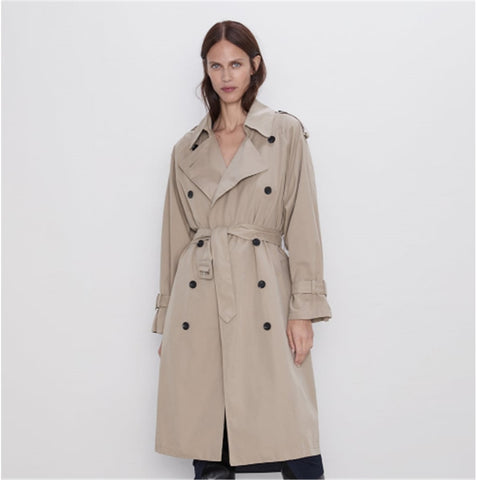 2019 ZA Women's Windbreaker Fashion New Autumn And Winter Buckles Waterproof Windbreaker Bohemian Lapel Windbreaker Party Travel