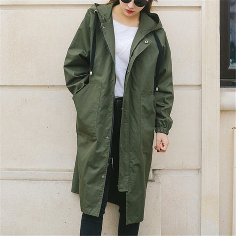 New Fashion 2020 Long Trench Coats Women's Spring Autumn Coats Casual Plus Size Zipper Winter Windbreaker Female Outerwear X18