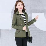 New Women's Trench Coat Autumn Spring 2020 Fashion Casual Slim Cotton Blends Coat Khaki Black Short Tops Outerwear Female