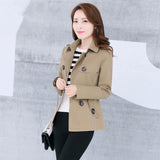 New Women's Trench Coat Autumn Spring 2020 Fashion Casual Slim Cotton Blends Coat Khaki Black Short Tops Outerwear Female