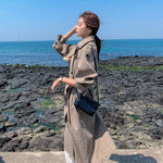 2020 NEW Fashion Spring Autumn Long Trench Coats Women's Clothing vintage Long Sleeve Plaid Windbreaker With belt Overcoat XA142
