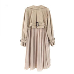 Women's Trench Coat Long Spring Coats Female 2019 Fashion Pleated Chiffon Splice Thin Outwear Loose Trench Coat For Women
