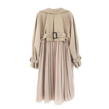 Women's Trench Coat Long Spring Coats Female 2019 Fashion Pleated Chiffon Splice Thin Outwear Loose Trench Coat For Women