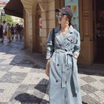 Women's Denim Trench Coat 2020 New Spring and Autumn Loose Denim Coats Windbreaker Fashion Wild Long Trench Coat Female NS1905