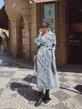 Women's Denim Trench Coat 2020 New Spring and Autumn Loose Denim Coats Windbreaker Fashion Wild Long Trench Coat Female NS1905
