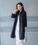 Women's Trench Coat Medium Long 2020 New Spring Autumn Slim Fashion Casual Collar Single-Breasted Windbreaker Wild Outerwear