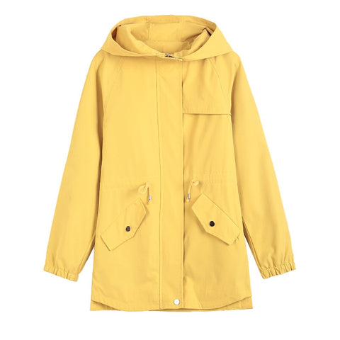 Spring Autumn Women's Trench Coat New Fashion Solid Hooded Overcoat Korean Wild Casual Short Windbreaker Female Basic Coats J72