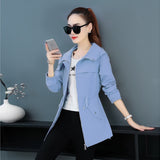 Spring Autumn Women's Trench Coat New Fashion Solid Hooded Overcoat Korean Wild Casual Short Windbreaker Female Basic Coats J72