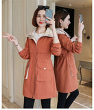 2020 New Fashion Women's Spring Jacket Female Tops Korean Style Waist Mid-Long Women's Windbreaker Coat Hooded Overcoat Blue Y11