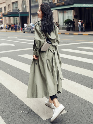 Trench coat 2020 new Korean casual loose women's British style over the knee fashion temperament coat tide