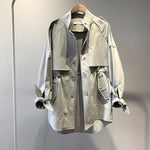 Fashion Trench Coat Female Spring Windbreaker Drawstring Summer Casual Loose Safari Clothes Stand Collar 2020 Women Short Trench