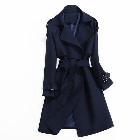 Female Windbreakers 2020 Spring Autumn Fashion Trench Coats Women's Long Slim Overcoat Women Double Breasted Coat Belt Outwear