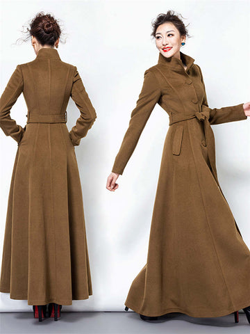 2020 Fashion Woolen Coat Female Autumn Winter Women's X Long Trench Coats New Temperament Slim Thick Windbreaker Overcoats xa272