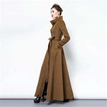 2020 Fashion Woolen Coat Female Autumn Winter Women's X Long Trench Coats New Temperament Slim Thick Windbreaker Overcoats xa272
