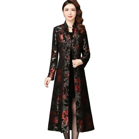 Windbreaker Long Female Autumn Dress Elegant Lady Cardigan Trench Coat Fashion Temperamental England Style Manteau Femme