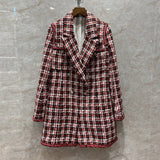 2020 Autumn runways Women's Brand new high quality Jumpsuit  Fashion 100% silk lining plaid tweed Siamese trousers B981