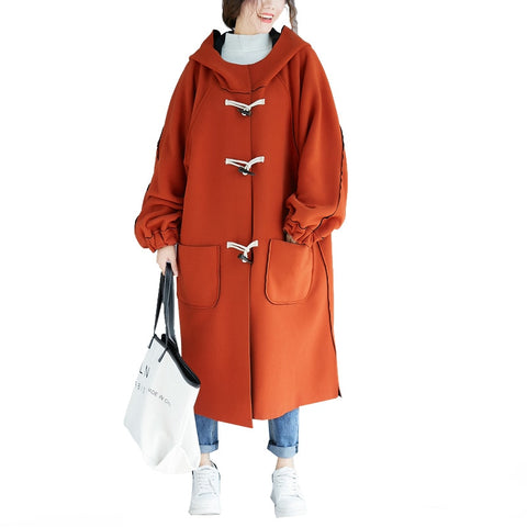 Plus size women's autumn winter clothing thickened over the knee coat fashion loose was thin long Women's trench coat overcoat